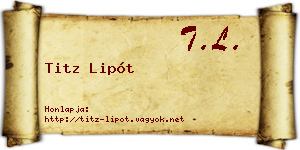 Titz Lipót névjegykártya